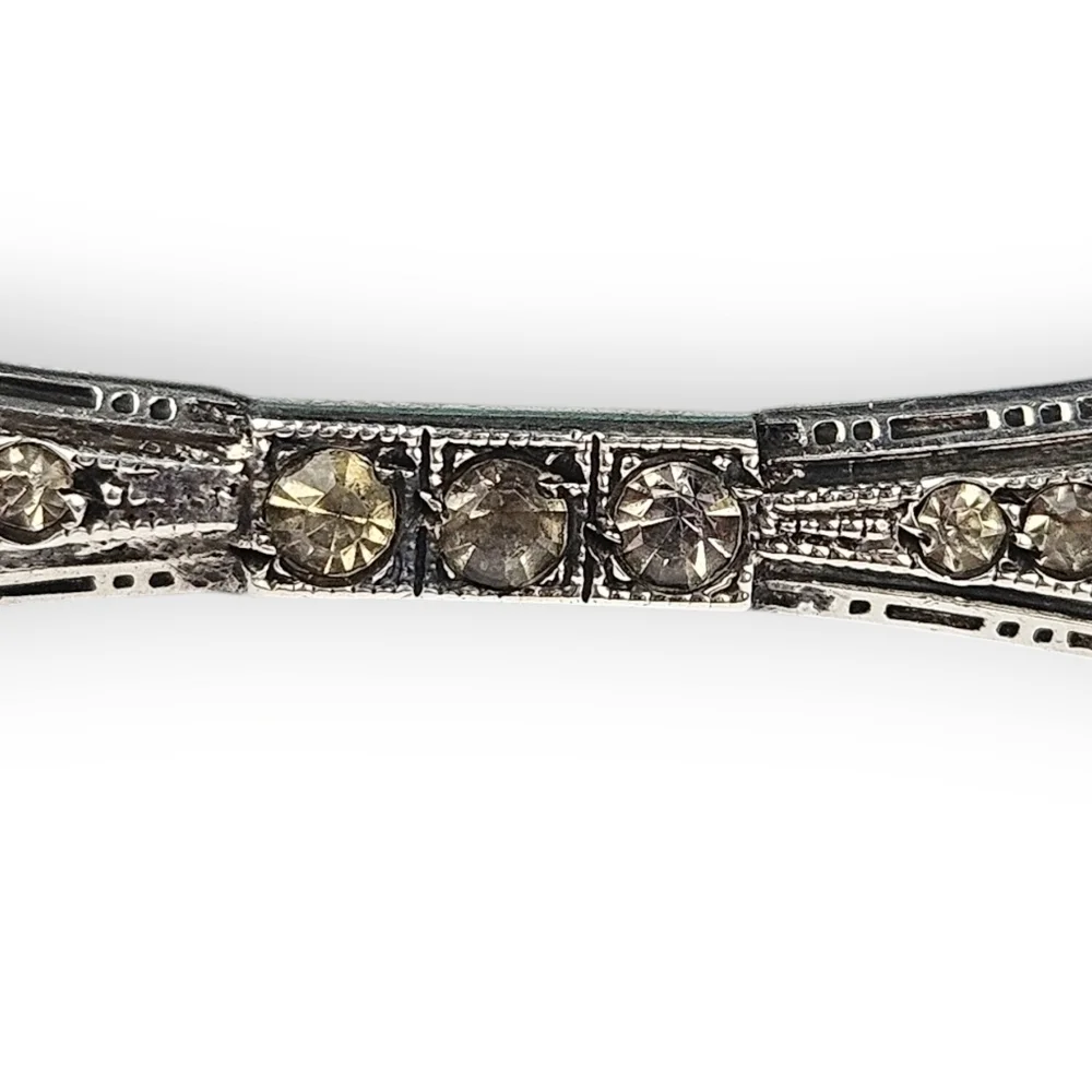 Antique Art Deco Sterling Brooch Yellow Rhinestone Goldstein Co 925 Silver Vtg